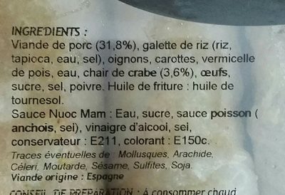4 Nems Au Crabe (sauce Nuoc Mam) - Ingredients - fr
