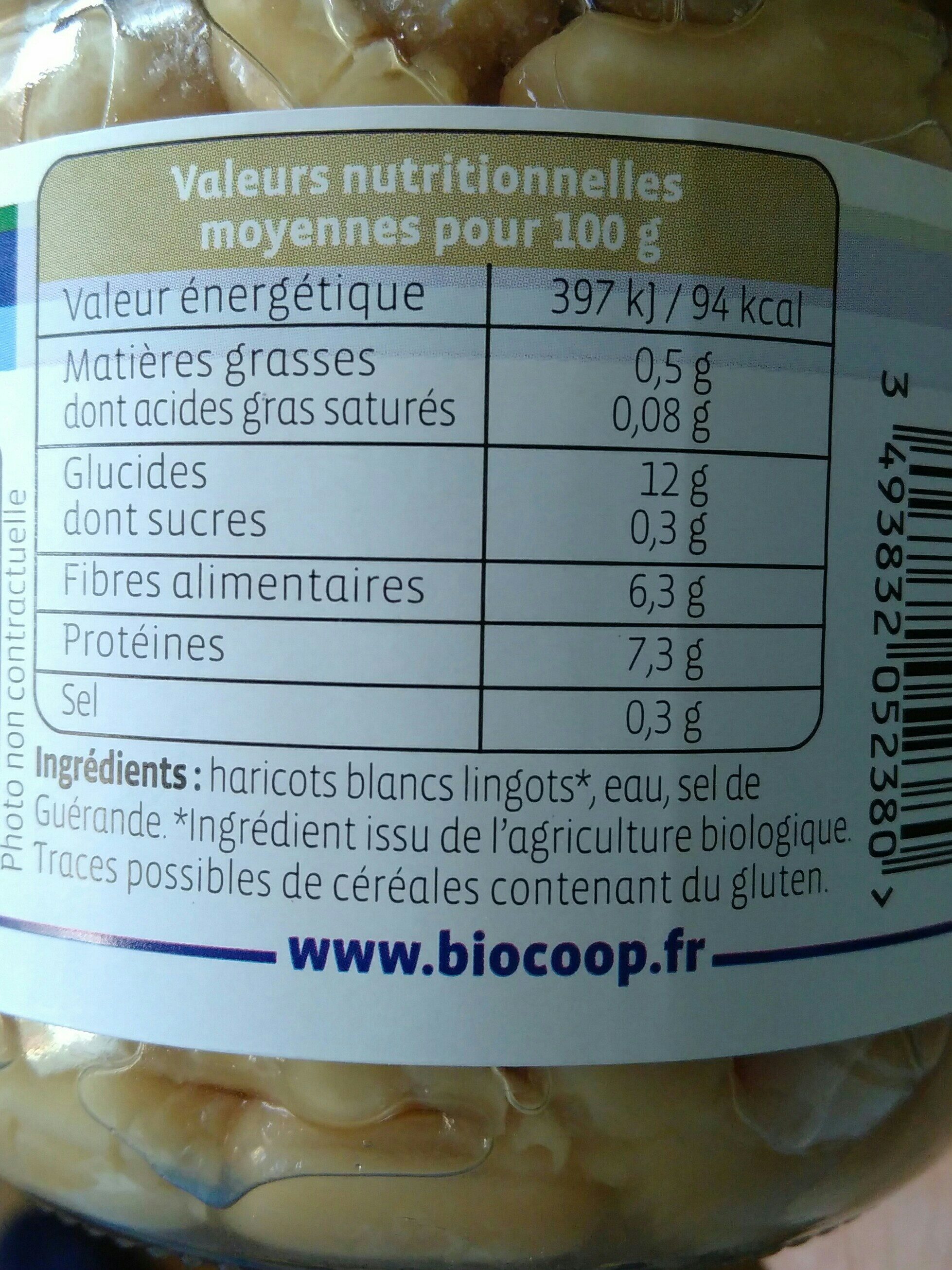 Haricots blancs Lingots naturel 280g ne - Ingredients - fr