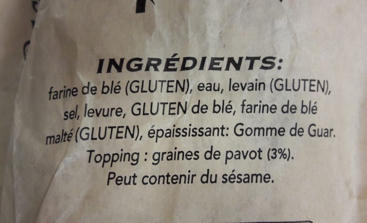 Baguette Pavot - Ingrediënten - fr