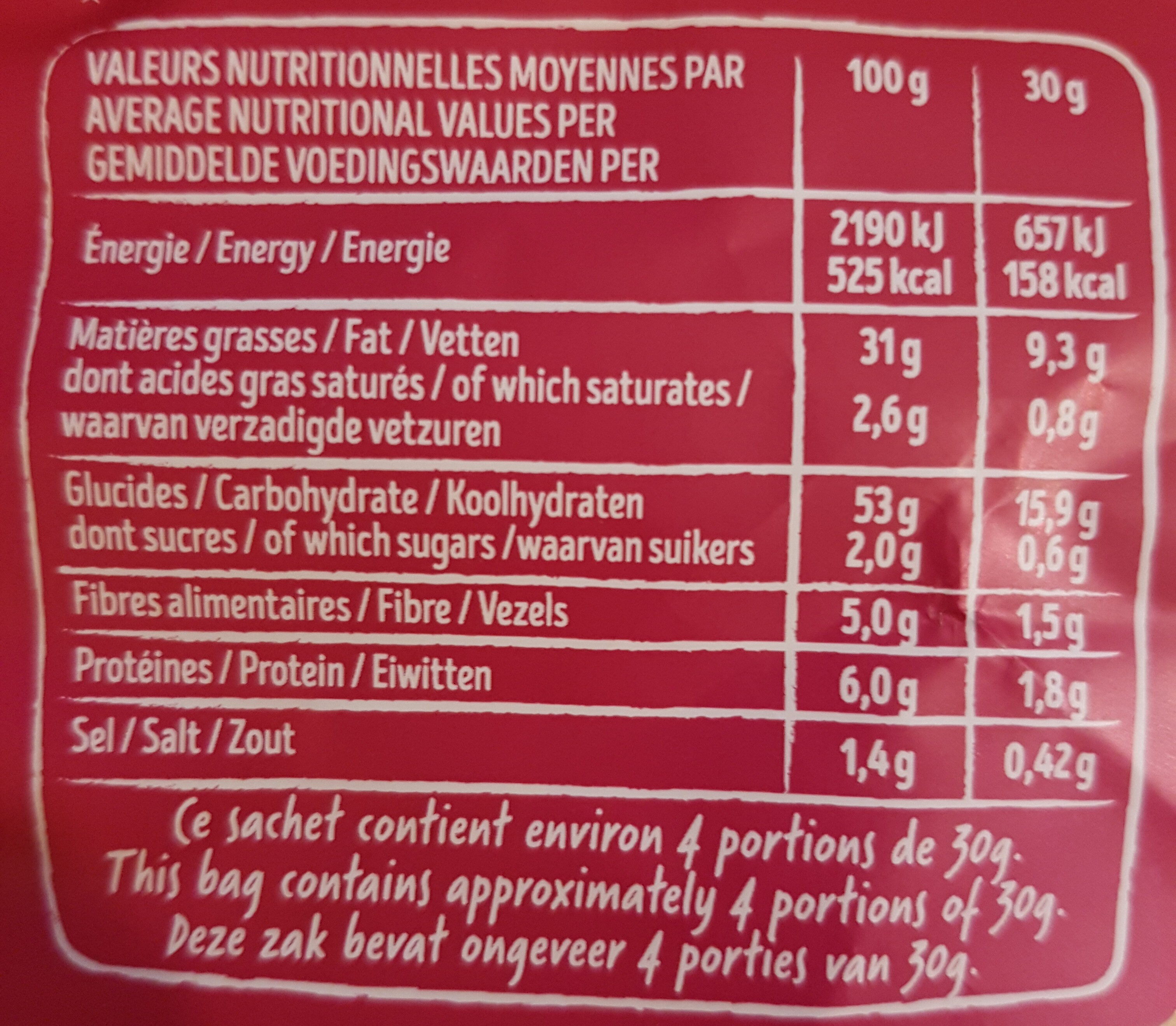 Chips saveur Sel & Vinaigre - Valori nutrizionali - fr
