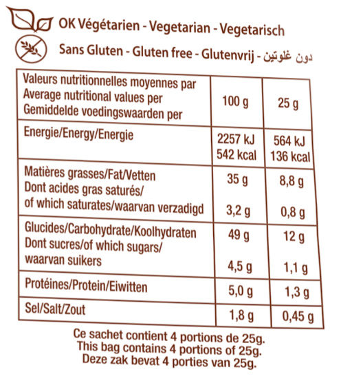 La chips bio oignon ciboulette - Nährwertangaben - fr