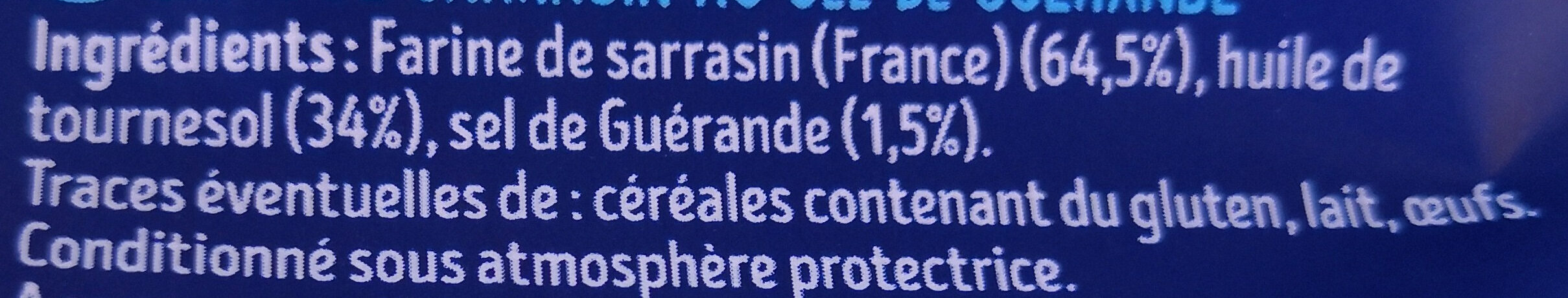 La Chips de Sarrasin au Sel de Guérande - Ingrédients
