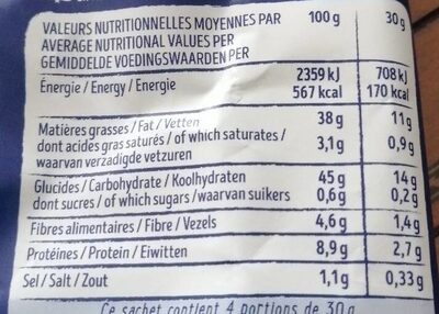 La Chips de Sarrasin au Sel de Guérande - Tableau nutritionnel