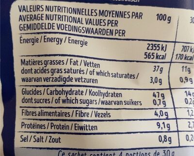 La chips de sarrasin à la forestière - Nutrition facts - fr