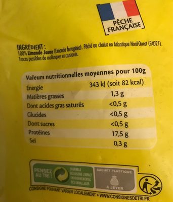 Limande jaune - Nutrition facts - fr
