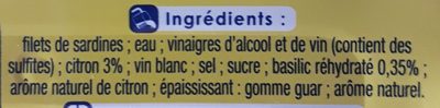 Filets de sardines marinade Citron Basilic - Ingrédients