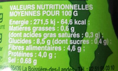 Flageolets Bio origine France - Informació nutricional - fr