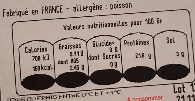 Saumon fumé Ecosse - Nutrition facts - fr