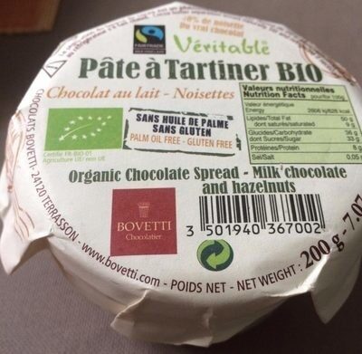 Pâte à Tartiner Bio Chocolat au Lait - Noisettes - Product - fr