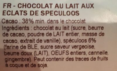Chocolat au lait et Spéculoos - Ingredienser - fr