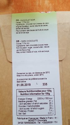 Chocolat noir Equateur - Ingredients - fr