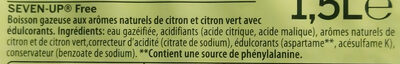 7UP Free saveur citron & citron vert 1,5 L - Ingrédients