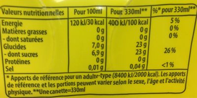 Lipton Ice Tea saveur pêche format familial 8 x 33 cl - Tableau nutritionnel