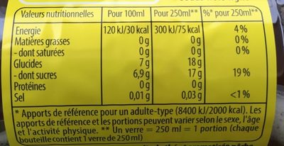 Lipton Ice Tea saveur pêche 6 x 25 cl - Tableau nutritionnel