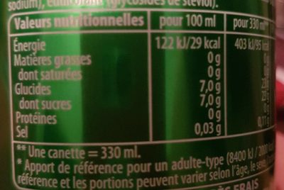 7UP aux Extraits de citron & citron vert 33 cl - Nutrition facts - fr
