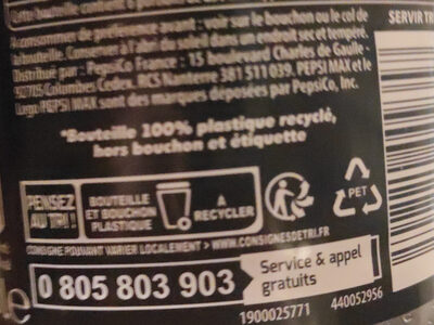 Pepsi Max 1,5 L - Instruction de recyclage et/ou informations d'emballage