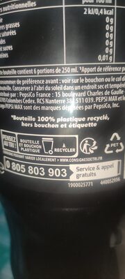 Pepsi Max - Instruction de recyclage et/ou informations d'emballage