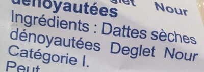 Dattes Deglet Nour dénoyautées - Ingredients - fr