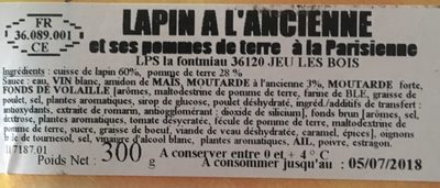 Cuisse de Lapin à l'Ancienne & ses Pommes de Terre à la Parisienne - Ingredients - fr