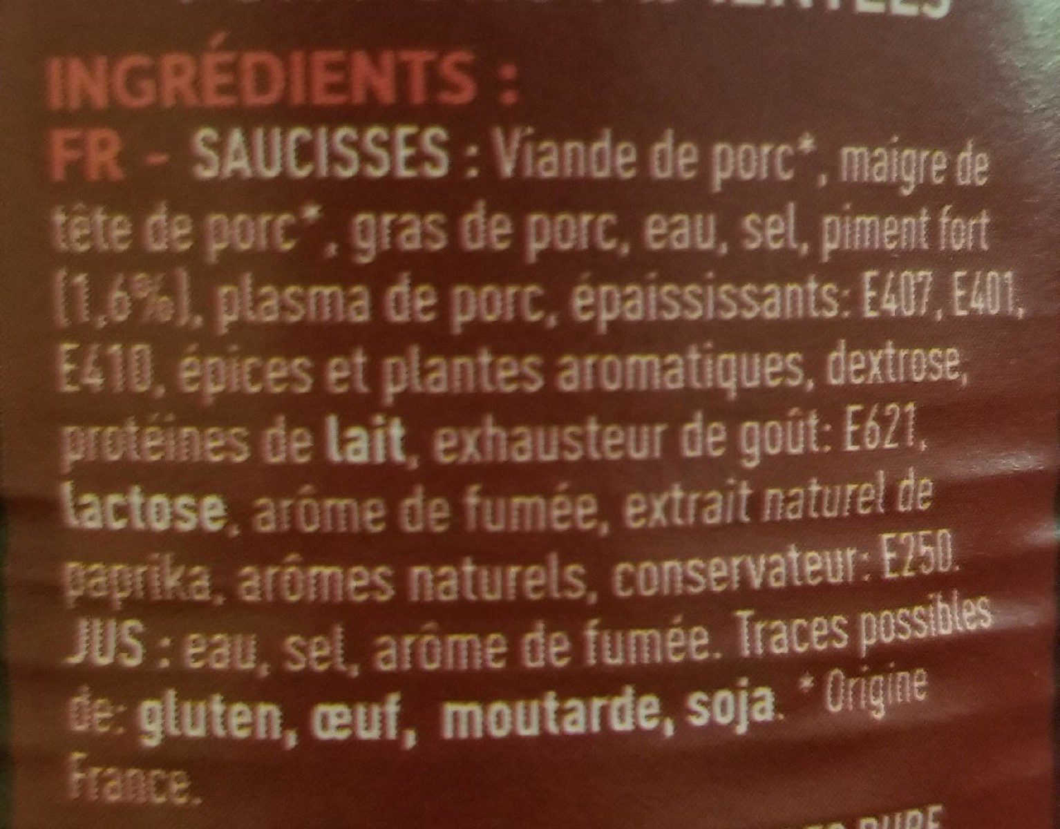 Saucisses cocktail - Ingredients - fr