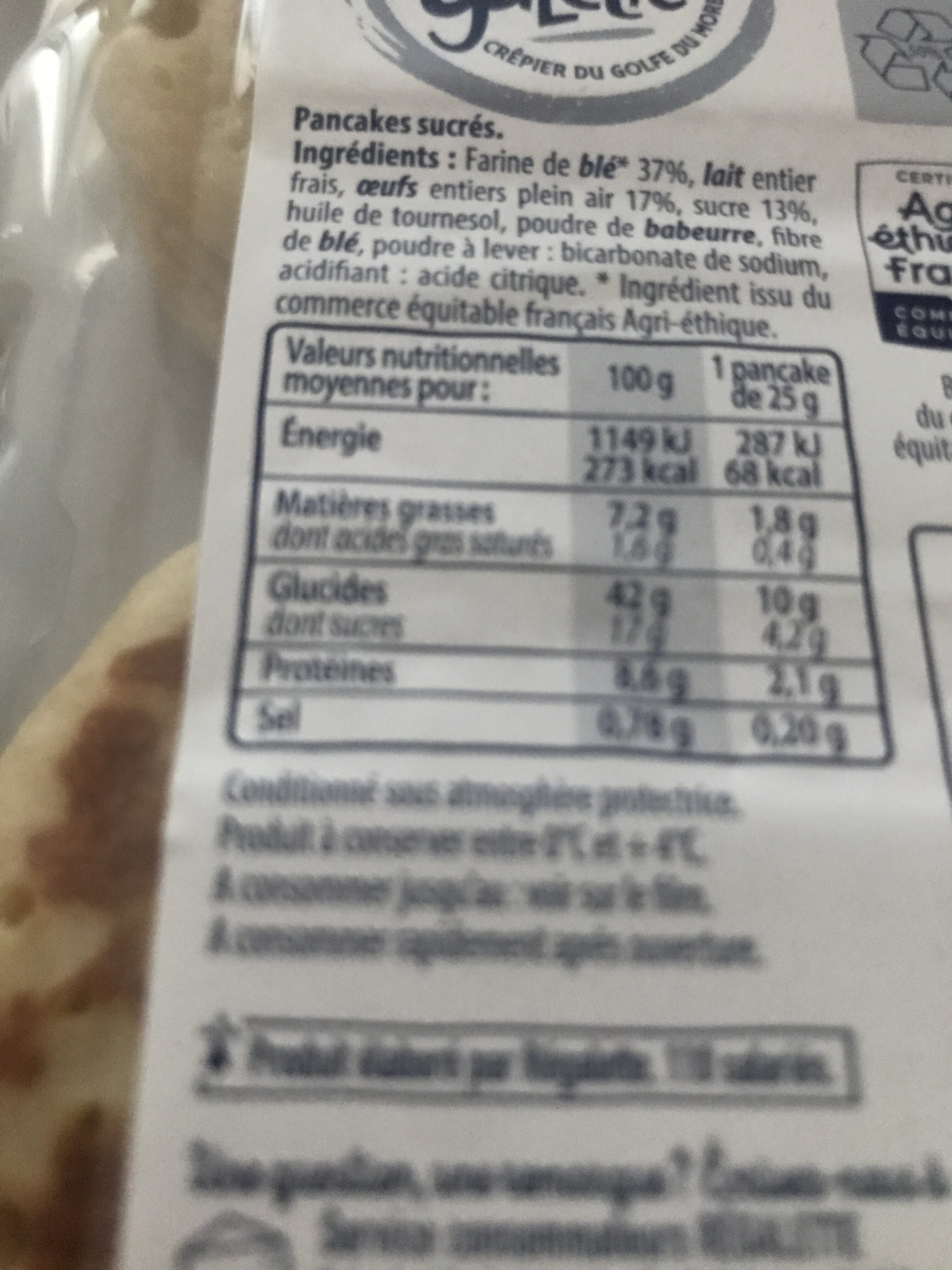 Pancakes - Nutrition facts - fr