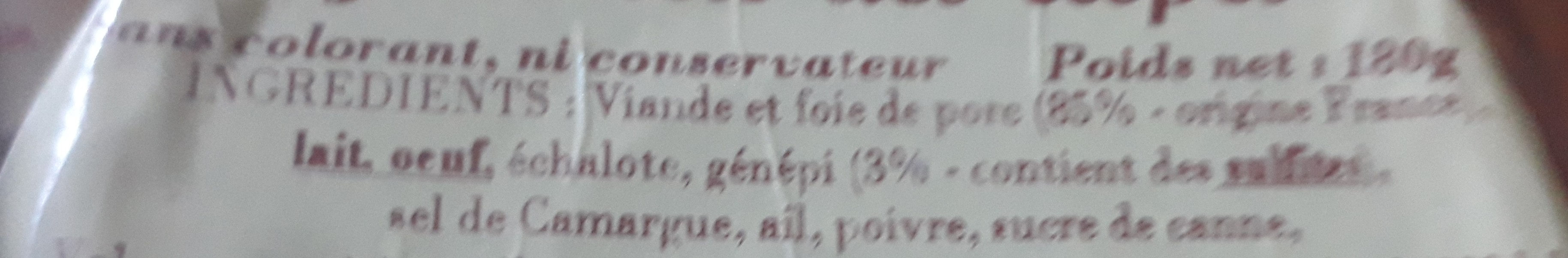 Terrine au Génépi - Ingredients - fr