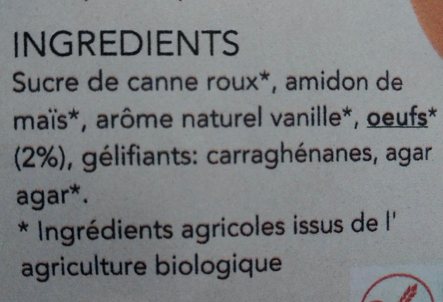 Flan Aux Oeufs - Ingredients - fr