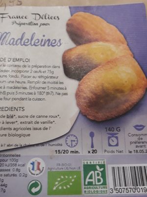 Madeleines - Ingredients - fr