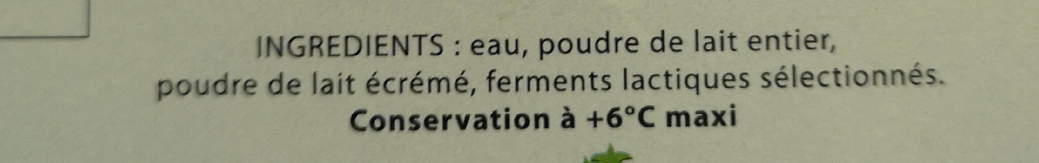 Yayourt brassé nature - Ingredients - fr
