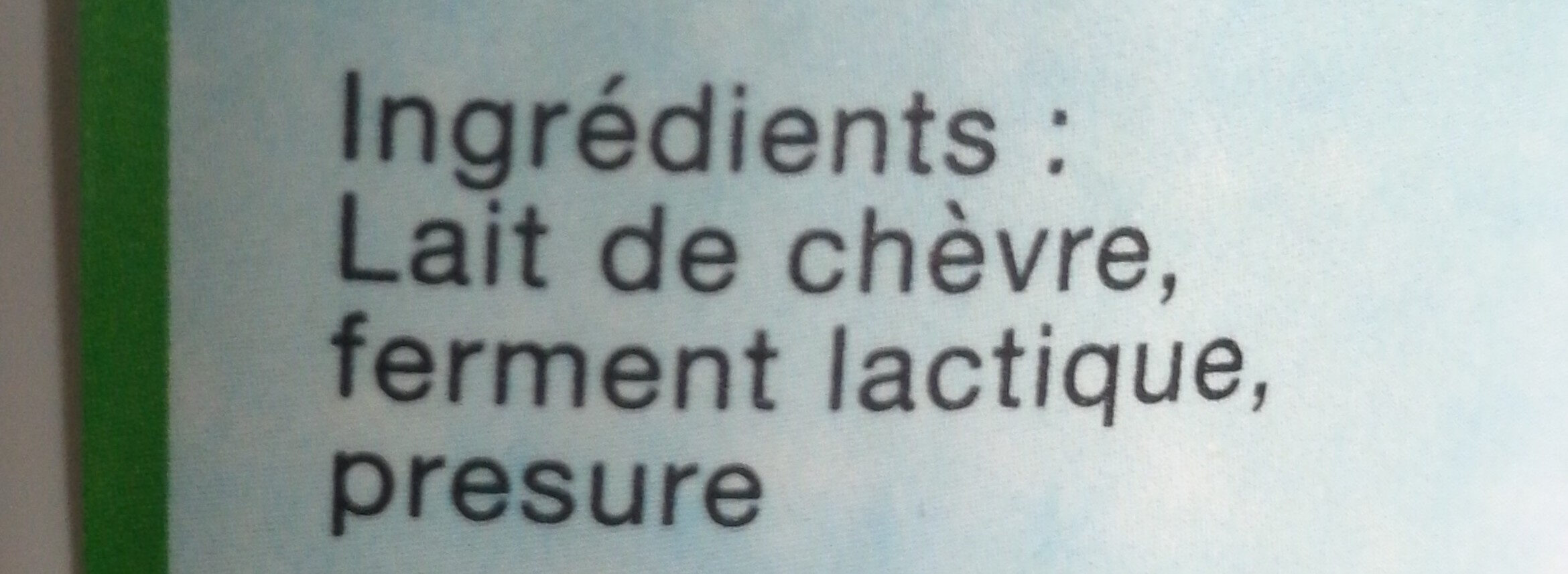 Faisselle de chevre au lait cru LA BAROTIERE, 10%MG - Ingrédients
