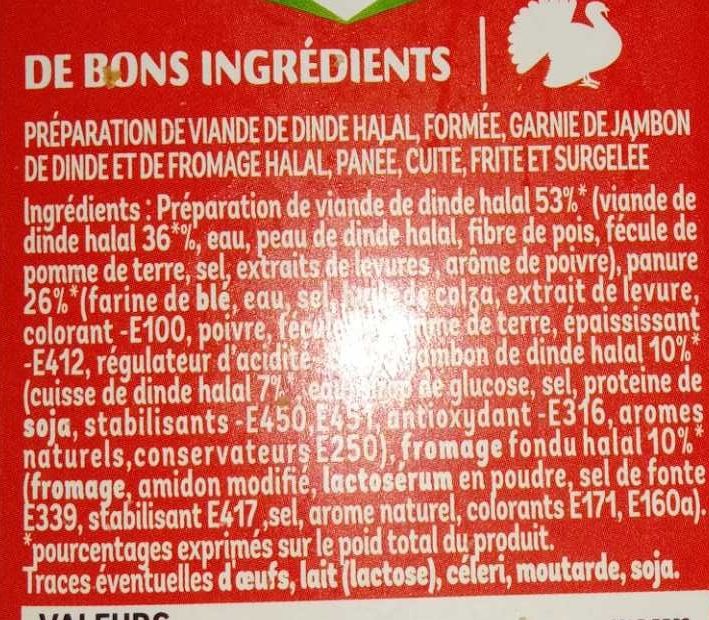 4 Cordons Bleus de Dinde - Ingredientes - fr