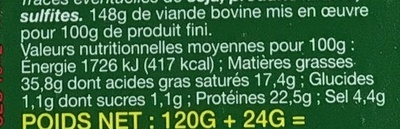 Saucisson Sec pur boeuf (10+2 gratuites) - حقائق غذائية - fr