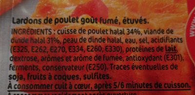 Lardons de poulet gout fumé (+25% gratuit) - Ingredients - fr
