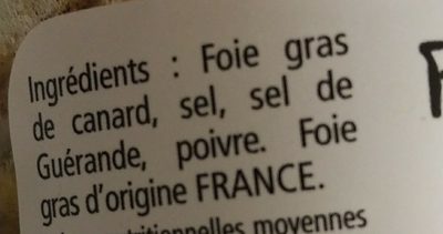 Foie gras de canard entier - Ingredients - fr