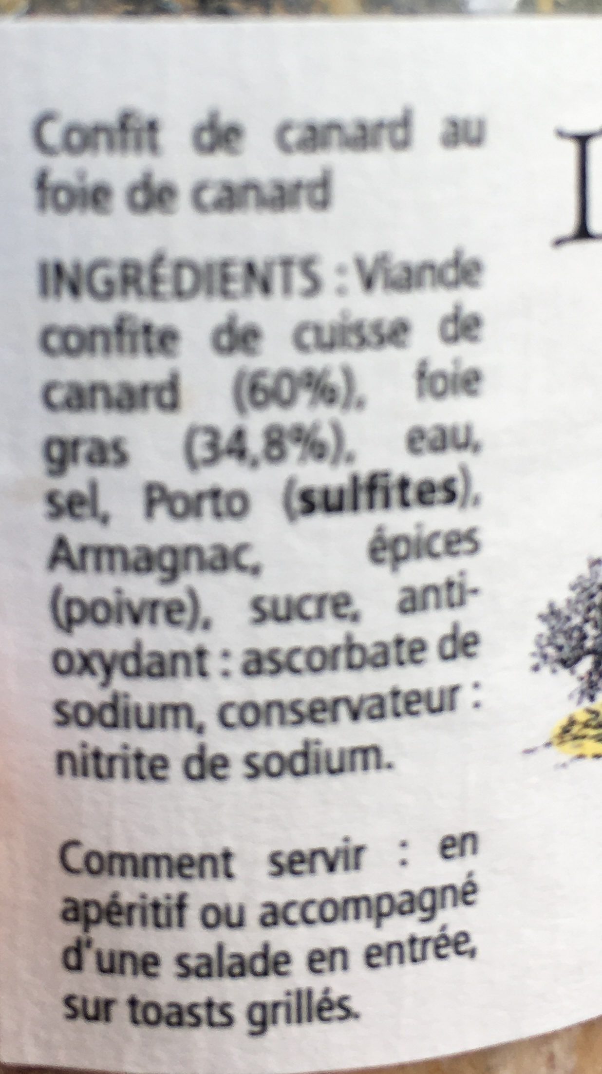 Tartinable de canard - Ingredients - fr