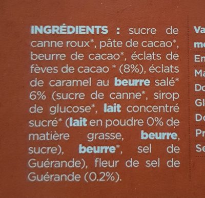 Chocolat bio noir 56% - Ingrédients