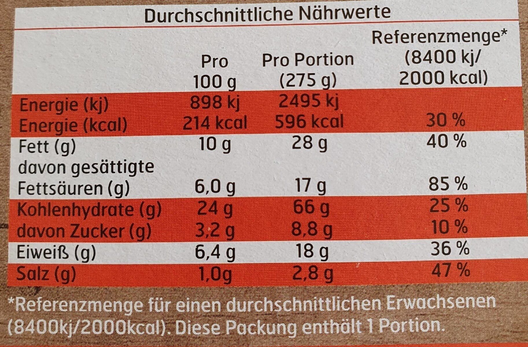 Flammkuchen Kirschtomate Camembert - Nutrition facts - de