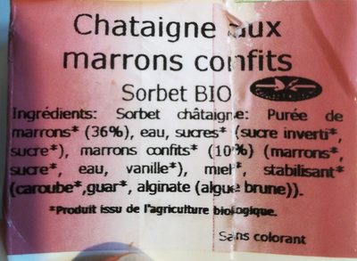 Glace châtaigne aux marrons confits - Ingredients - fr