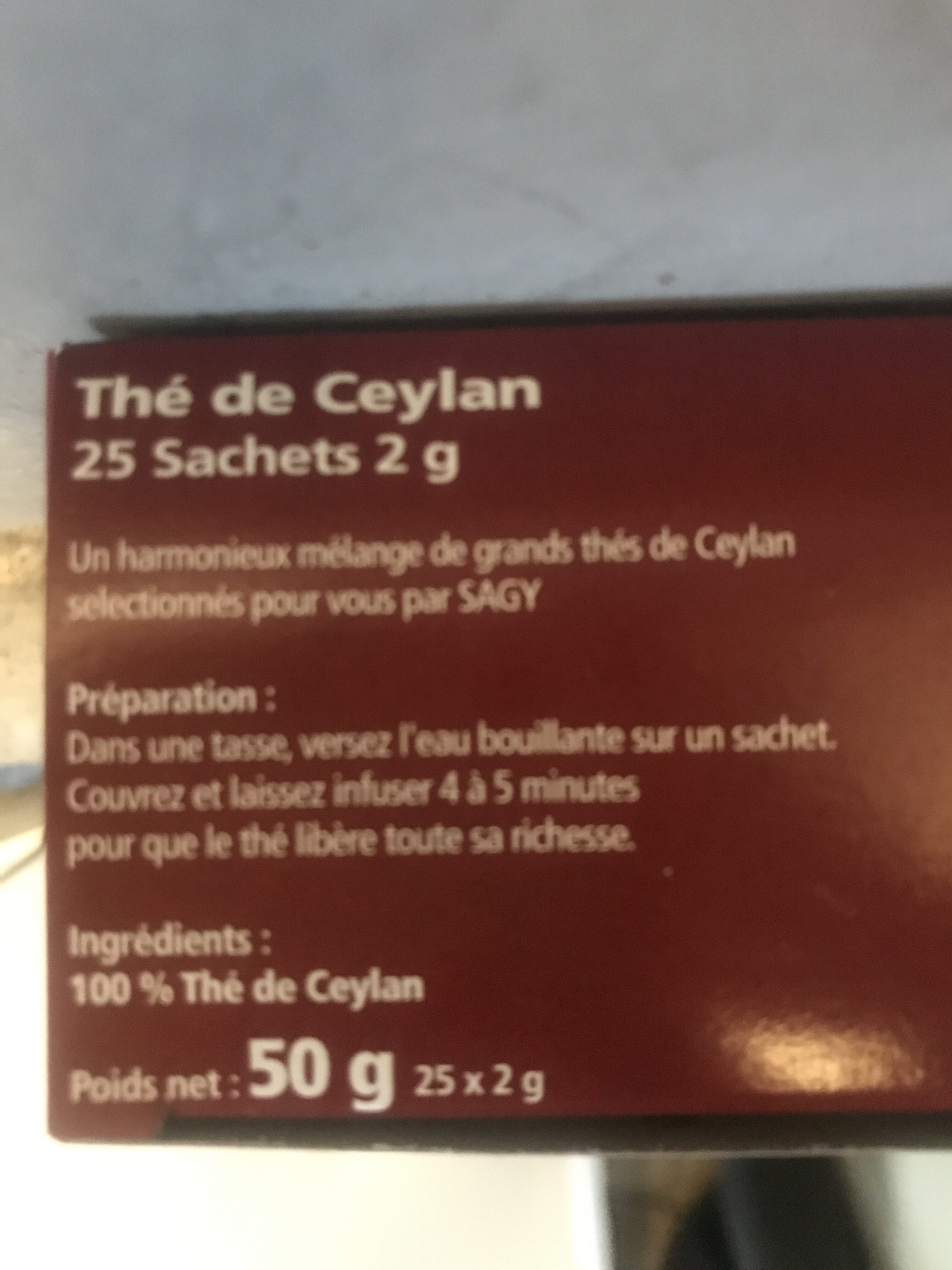 THÉ DE CEYLAN - Zutaten - fr