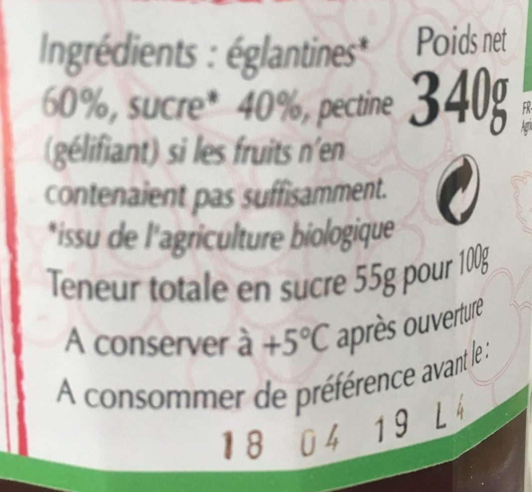 Confiture Eglantines - Ingredients - fr