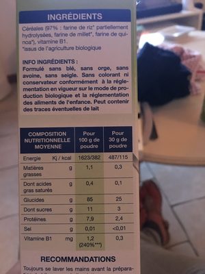 Céréales bio - Ingrediënten - fr