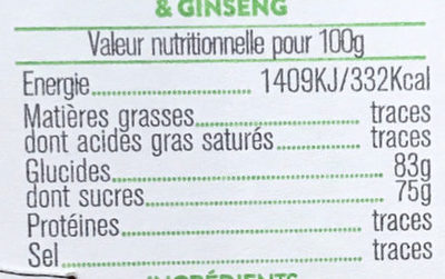 Miel & Ginseng - Tableau nutritionnel