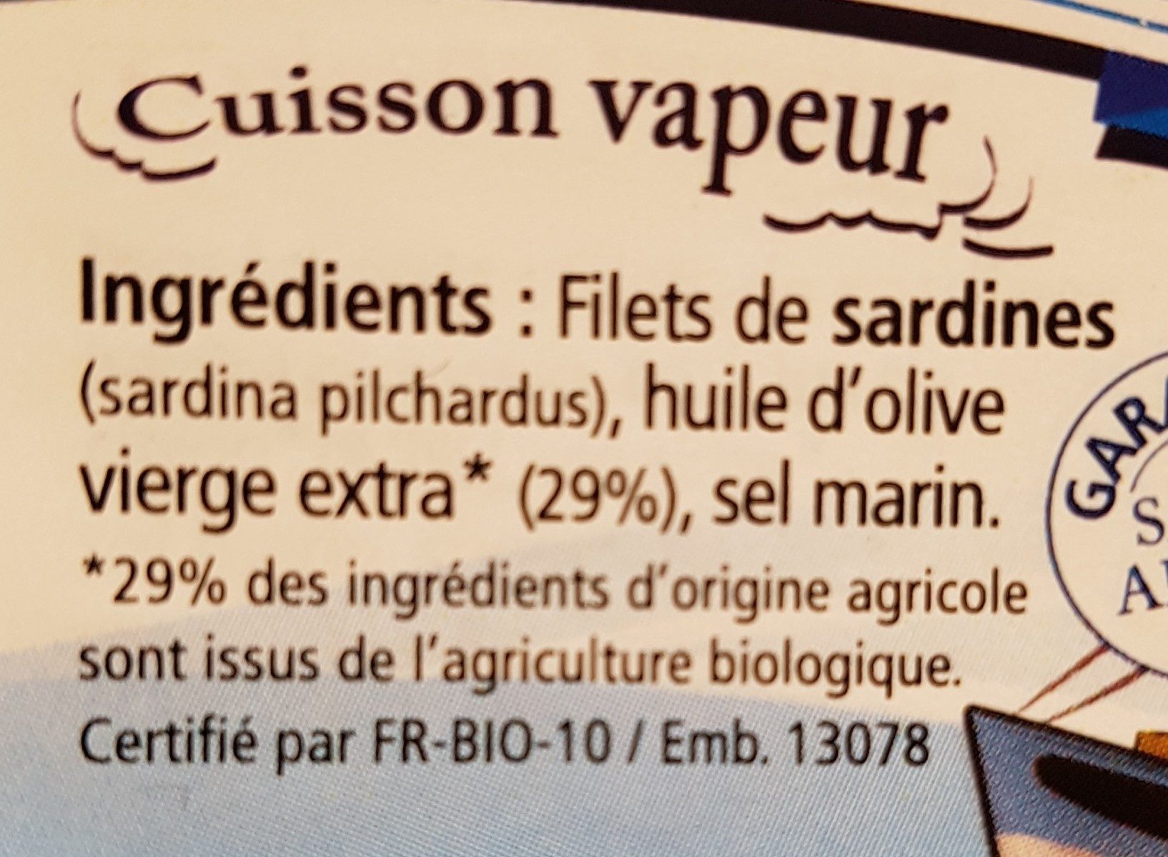 Filets de sardines à l'huile d'olive - Ingredients - fr
