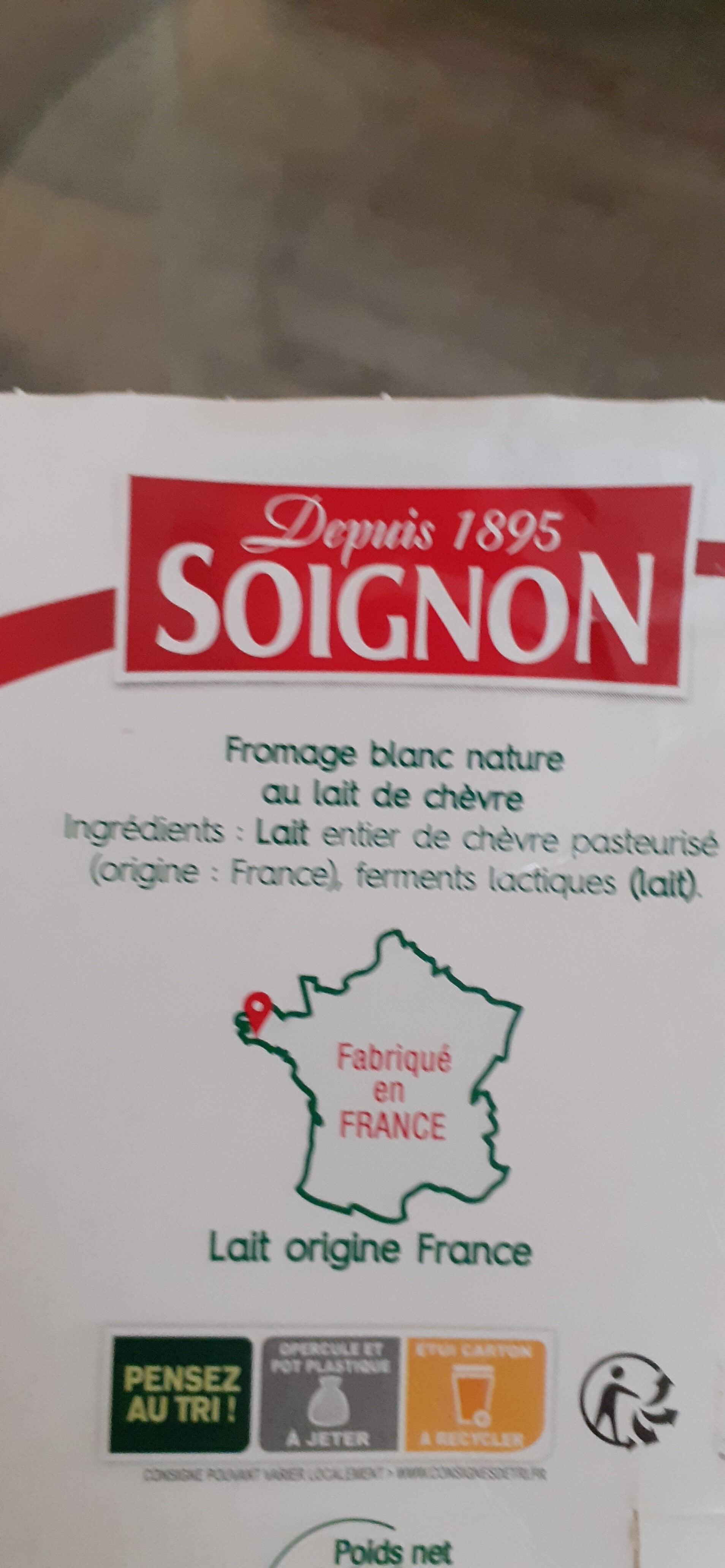 Fromage blanc chèvre nature - Ingredientes - fr