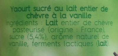 Yaourt chèvre vanille - Ingredients