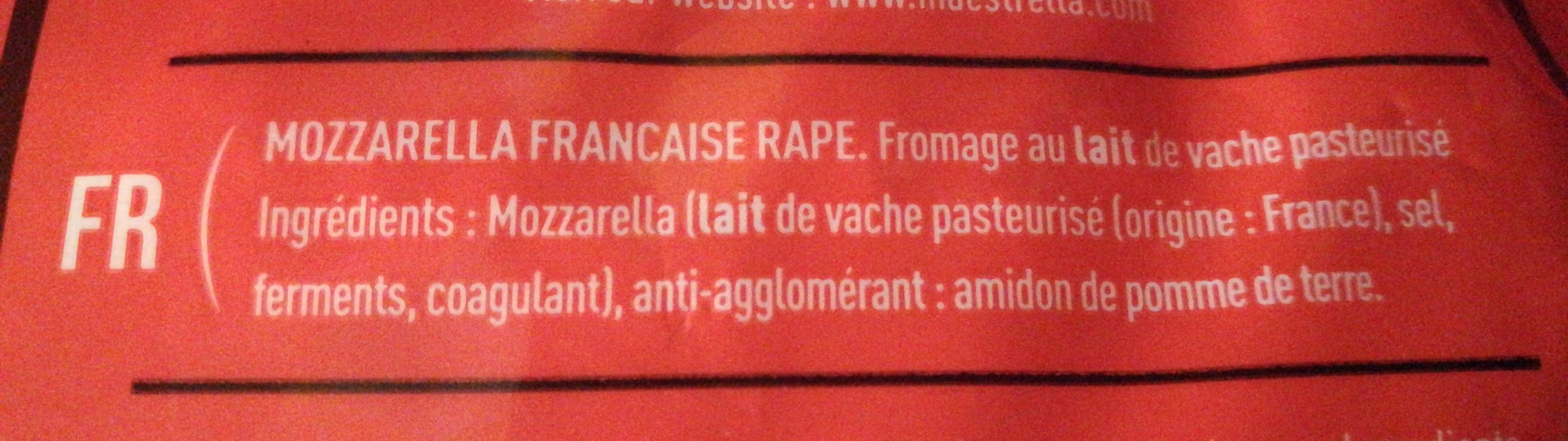 Mozzarella Rapée - Ingrédients