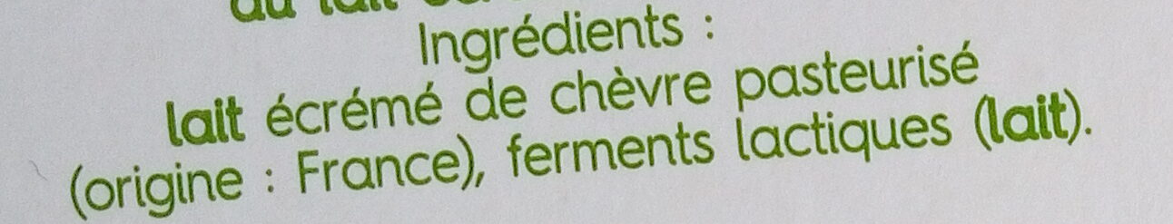 Yaourt chèvre nature 0% - Ingrédients