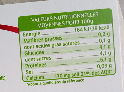 Yaourt chèvre nature 0% - Tableau nutritionnel