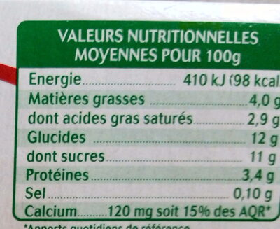 Brassé au lait de chevre abricot - Nutrition facts - fr