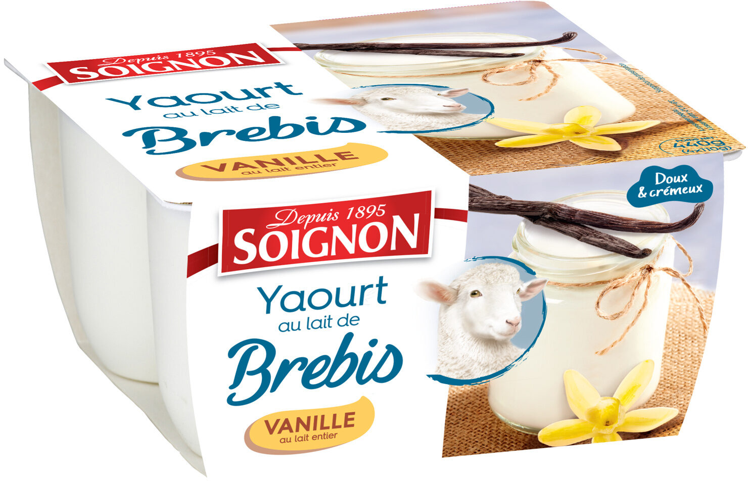 Yaourt au lait entier de brebis vanille 4 x 110 g - Produit